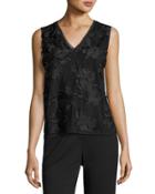 Harla Floral-embroidered Blouse, Black