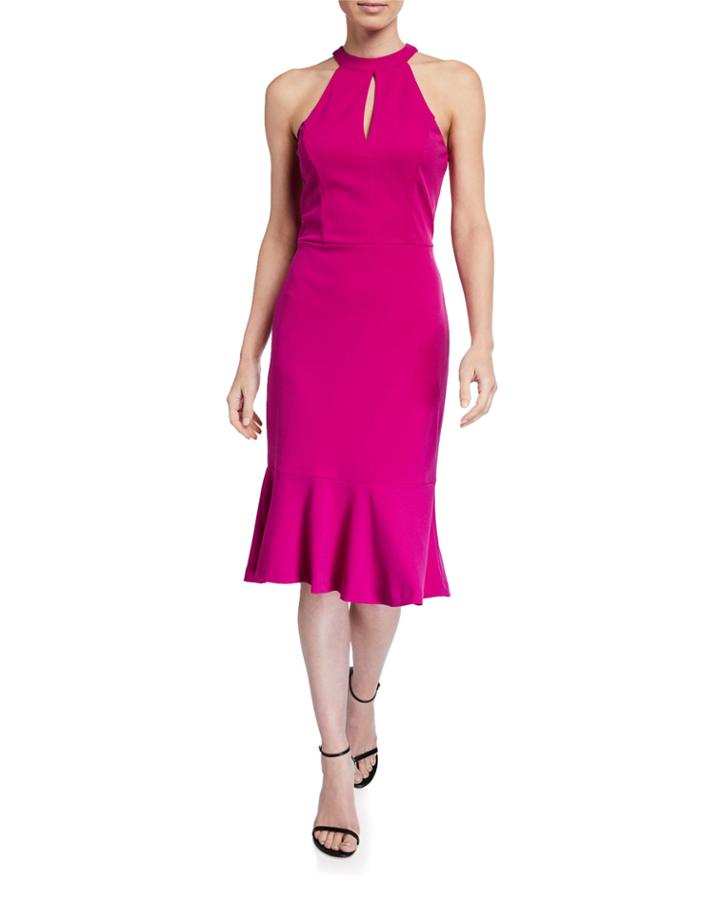 Halter Keyhole Flutter Dress