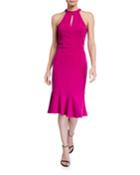 Halter Keyhole Flutter Dress