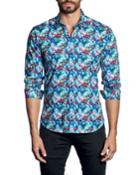 Men's Abstract-print Long-sleeve Button-down Cotton