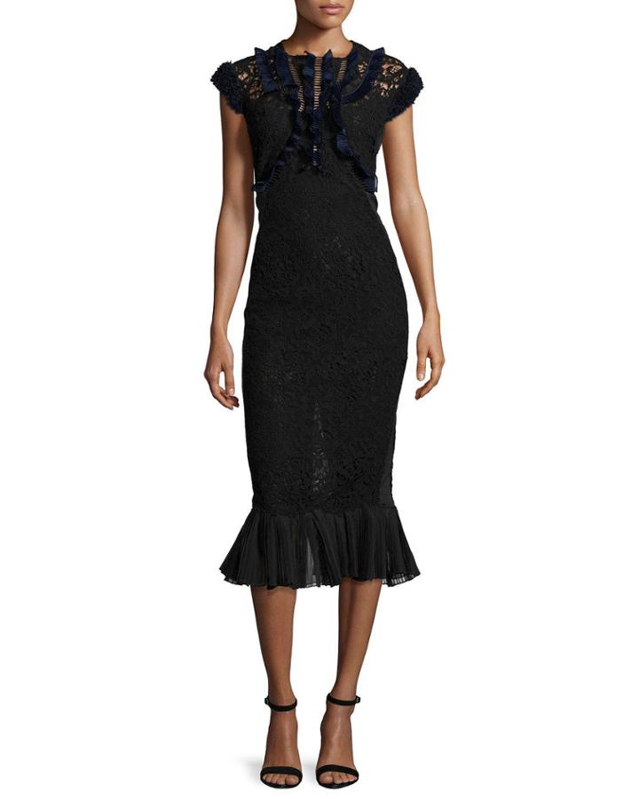 Vien Lace Midi Dress, Black/navy