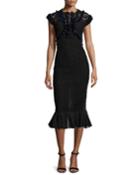Vien Lace Midi Dress, Black/navy