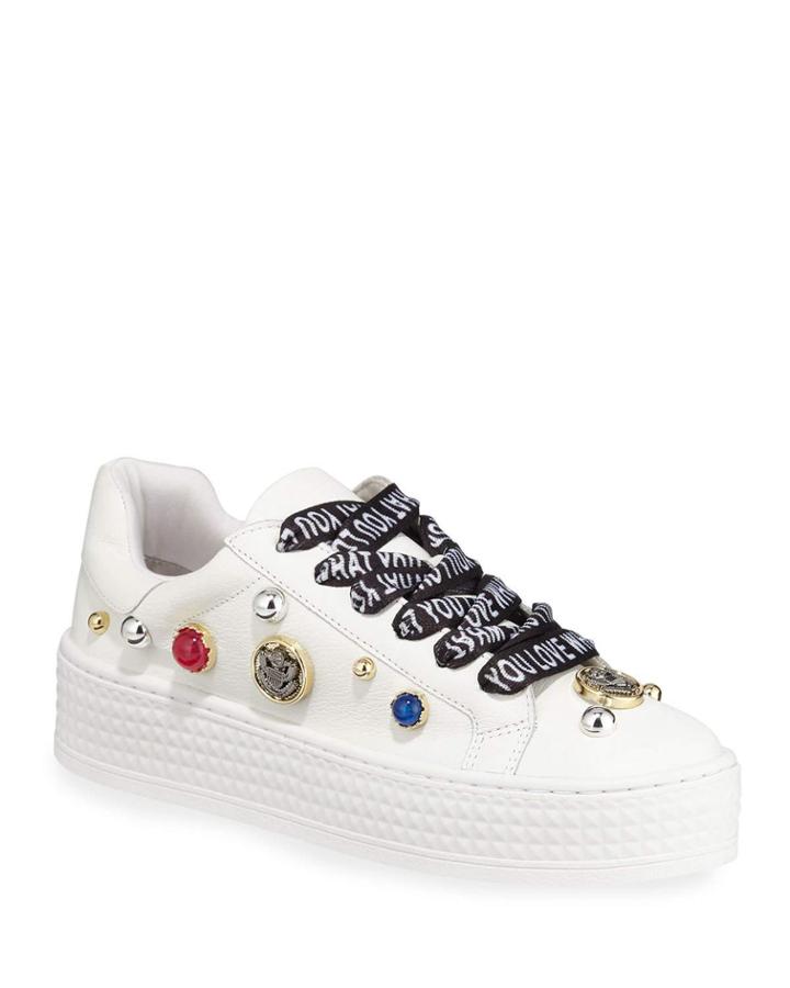 Liane Stud And Crystal Embellished Leather