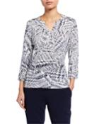 Printed Long Sleeve V-neck Top