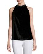Miranda Velvet Sleeveless Top, Black