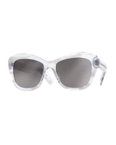 Emmy Marbled Square Sunglasses, Clear
