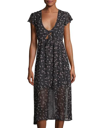 Tie-front Floral-print Dress