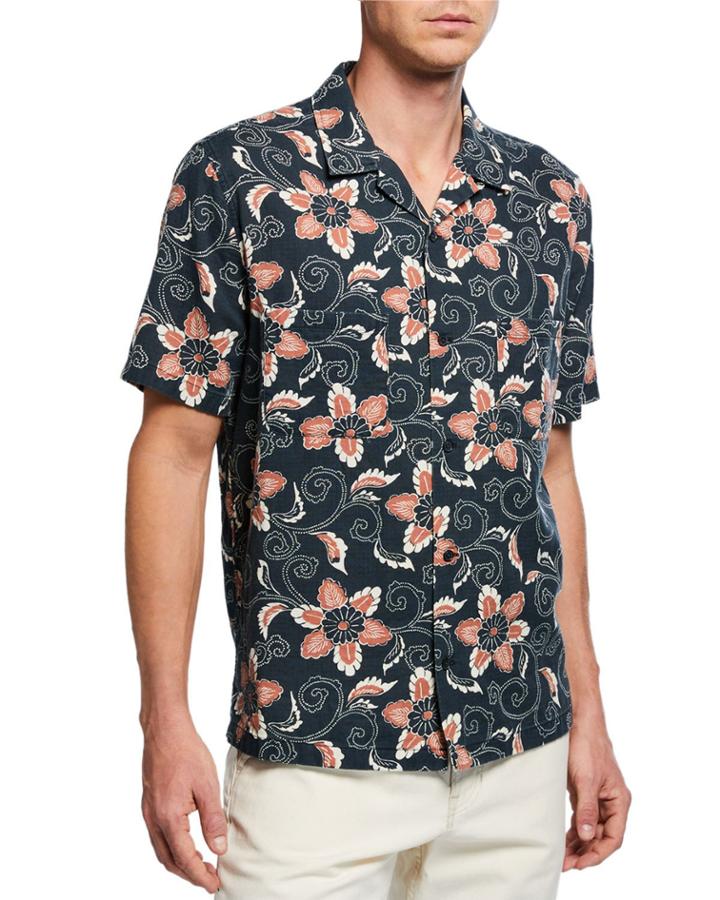 Men's Short-sleeve Double Face Floral