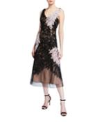 Sleeveless Midi Gown With Leaf & Vine