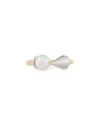 Two-tone White Pearl & Spike Ring,