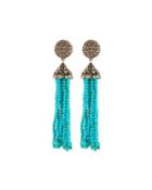 Diamond & Turquoise Statement Tassel Earrings