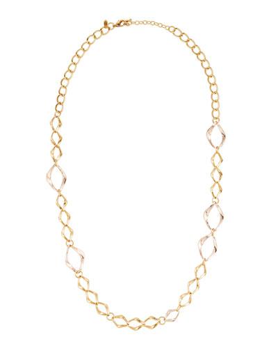 Long Rose & Yellow Golden Link Necklace,