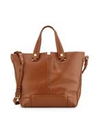 Keaton Large Leather Convertible Tote Bag, Tabac