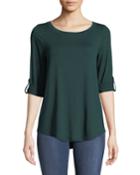Tabbed-sleeve Round-hem Tee
