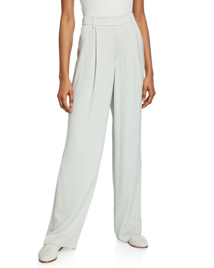 Wide-leg Pleated Pull-on Pants