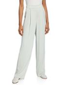 Wide-leg Pleated Pull-on Pants