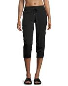 Mesh Side-seam Cropped Pants, Black