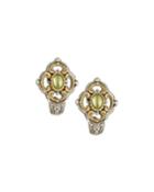 Scalloped Diamond-shaped Peridot Hoop Earrings