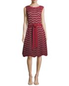 Sleeveless Knit Wave-striped