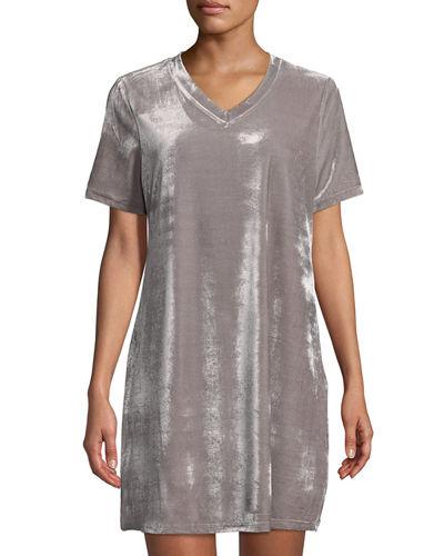 V-neck Velvet T-shirt Dress