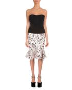 Strapless Printed-skirt Combo Dress