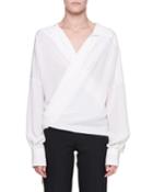 Long-sleeve Oversized Wrap Blouse