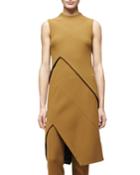 Sleeveless Angled-seam Tunic Dress, Dark