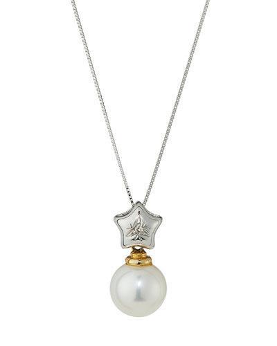 14k South Sea Pearl & Diamond Star Pendant Necklace
