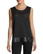 Sleeveless Lace Top W/ Faux