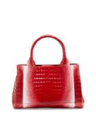 Nancy Gonzalez Crocodile Rectangle Tote Bag, Red/white, Women's, Red Am5