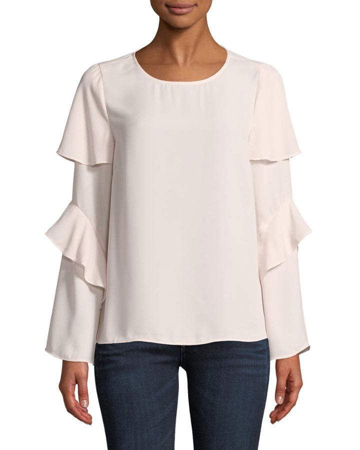 Ruffle-sleeve Woven Blouse