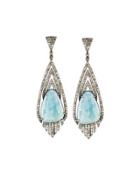 Pav&eacute; Diamond & Sapphire Drop Earrings