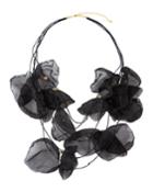 Chiffon Flower Necklace, Black