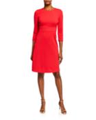 Crepe 3/4 Sleeve A-line Dress