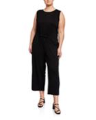 Plus Size Sleeveless Drawstring Crop Jumpsuit