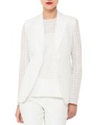 Cotton-silk Square-ajoure Single-breasted Blazer