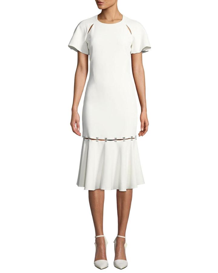 Metal Studded Crepe Midi-length Tee Dress