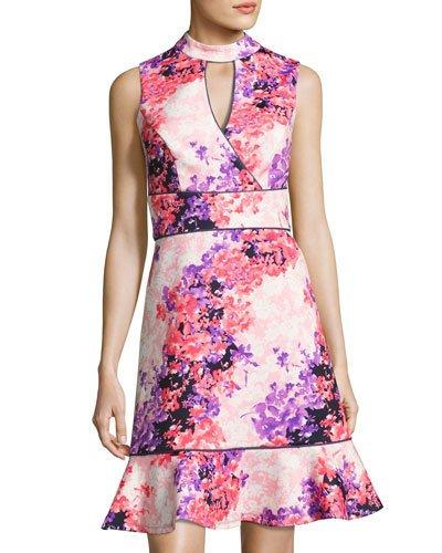Floral-print Scuba Flounce Dress,
