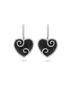 18k White Gold Black & White Diamond Heart Earrings