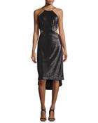 Sleeveless Metallic High-low Cutout Dress