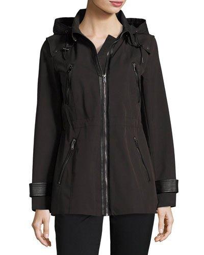 Talia Tech-cotton Anorak Jacket, Black