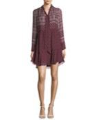 Braemar Tie-neck Long-sleeve Printed Chiffon Dress
