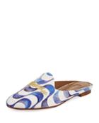 Malibu Wave-print Loafer Slide, Blue Pattern