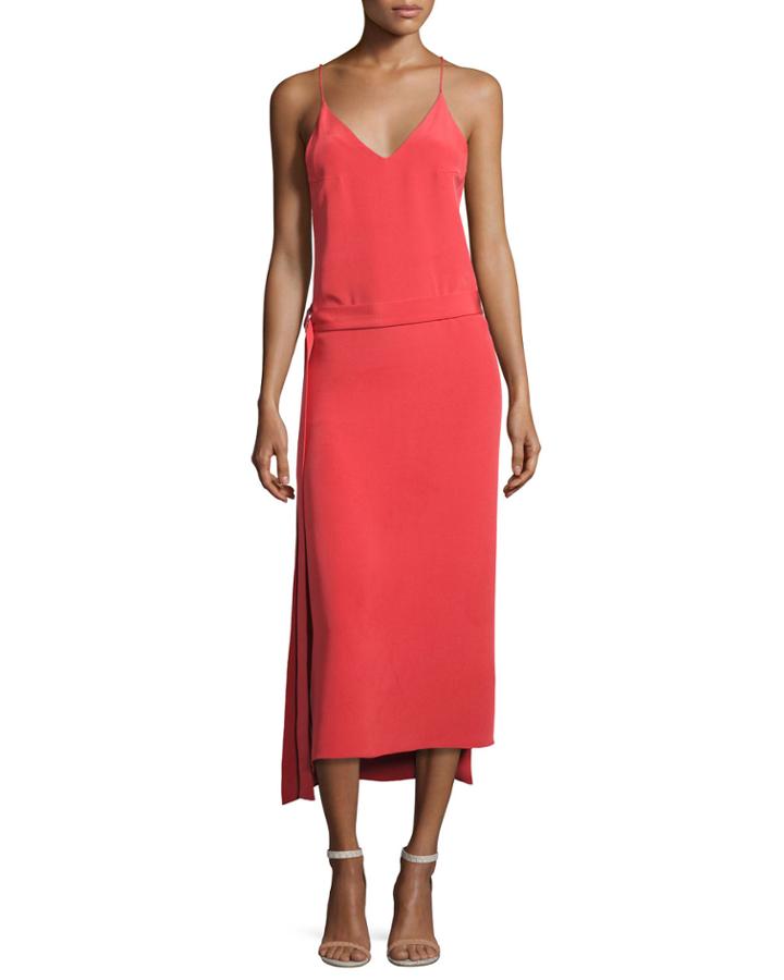 Analiai Wrap Slip Dress, Pink