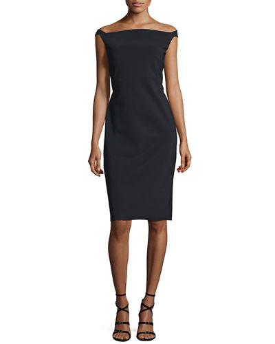 Zhalia Off-the-shoulder Open-back Sheath Cocktail Dress