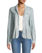 Perforated Straight-body Leather Blazer Jacket