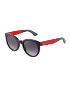 Round Plastic Sunglasses, Black/red