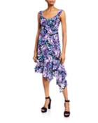 Sultry Floral-print Asymmetric Dress