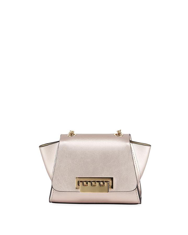 Eartha Mini Metallic Leather Chain Crossbody Bag, Pastel Pink