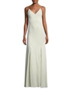 Augustina V-neck Sleeveless Pintucked Evening Gown